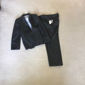 A grey business suit.